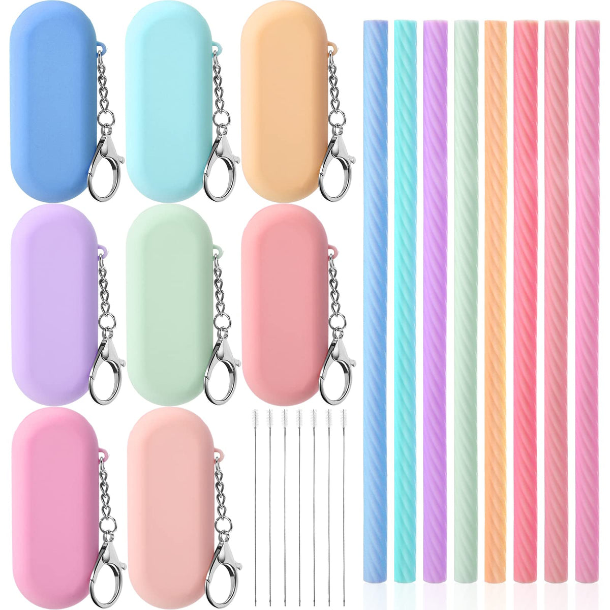 Meanplan 8-set silicone travel straws with cases for cruise gear and on-the-go sipping.