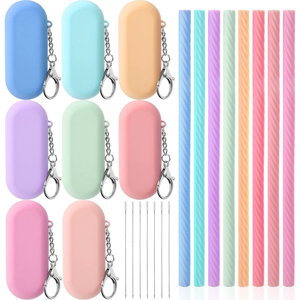 Meanplan 8-set silicone travel straws with cases for cruise gear and on-the-go sipping.