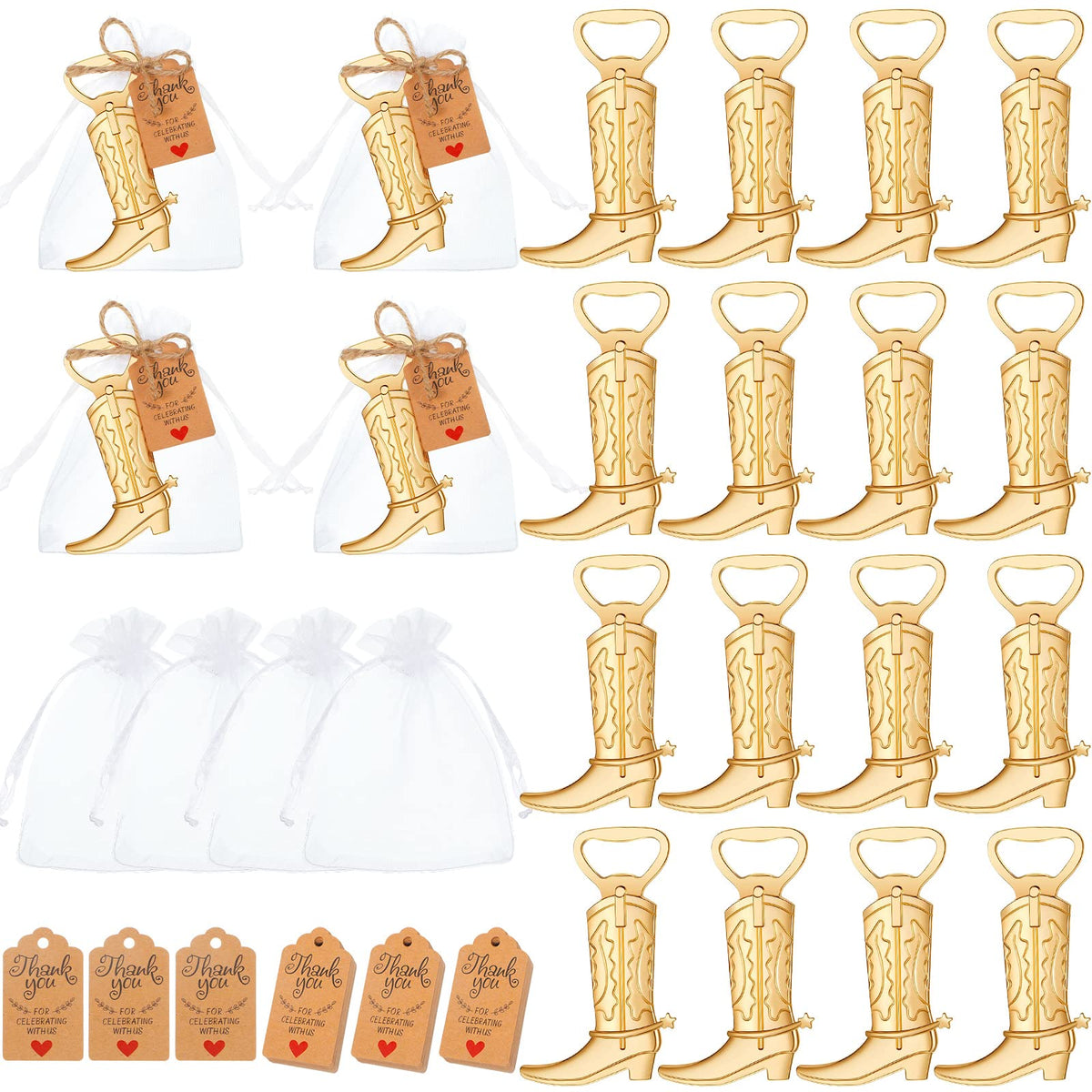 Meanplan cowboy boot bottle opener close-up, ideal for stylish wedding favors.