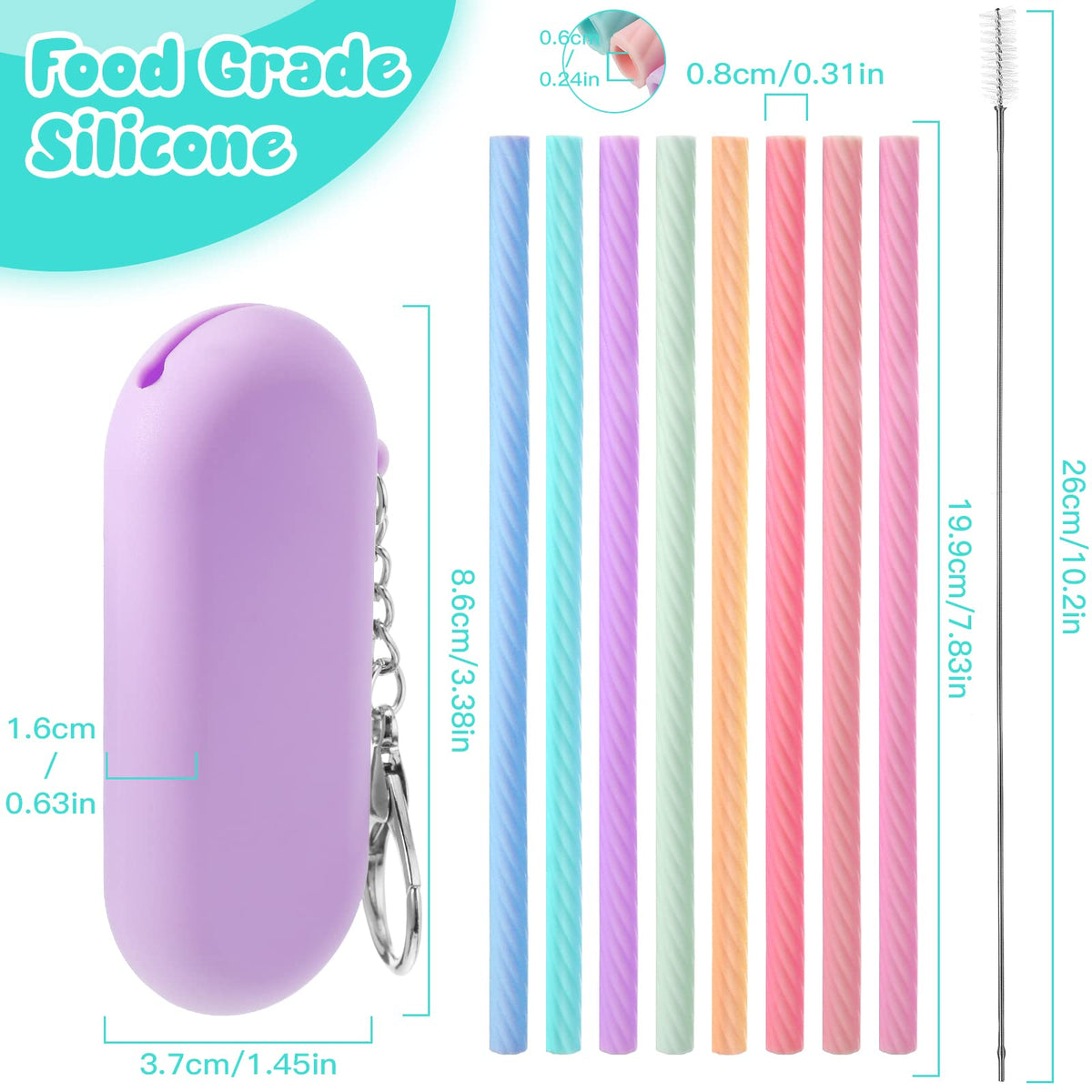 Meanplan foldable straw brushes with case for easy cleaning on trips.