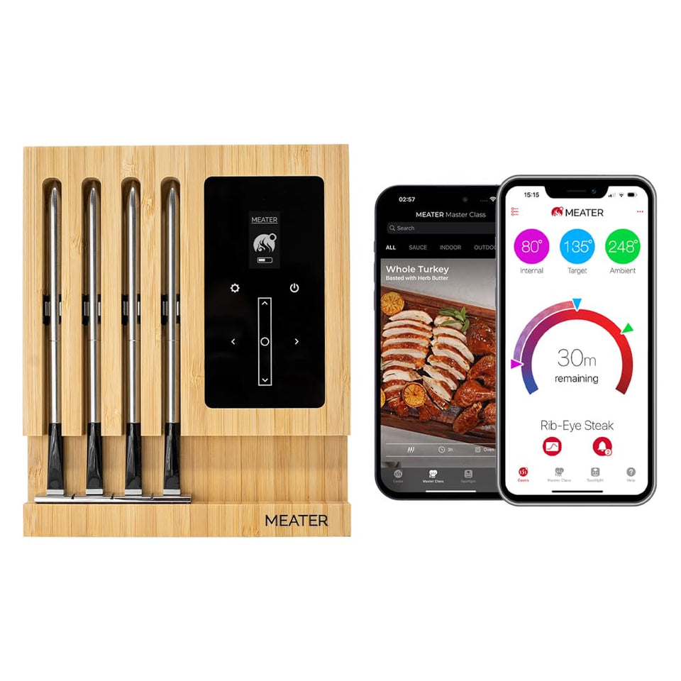MEATER Block with four probes enabling simultaneous multi-meat monitoring