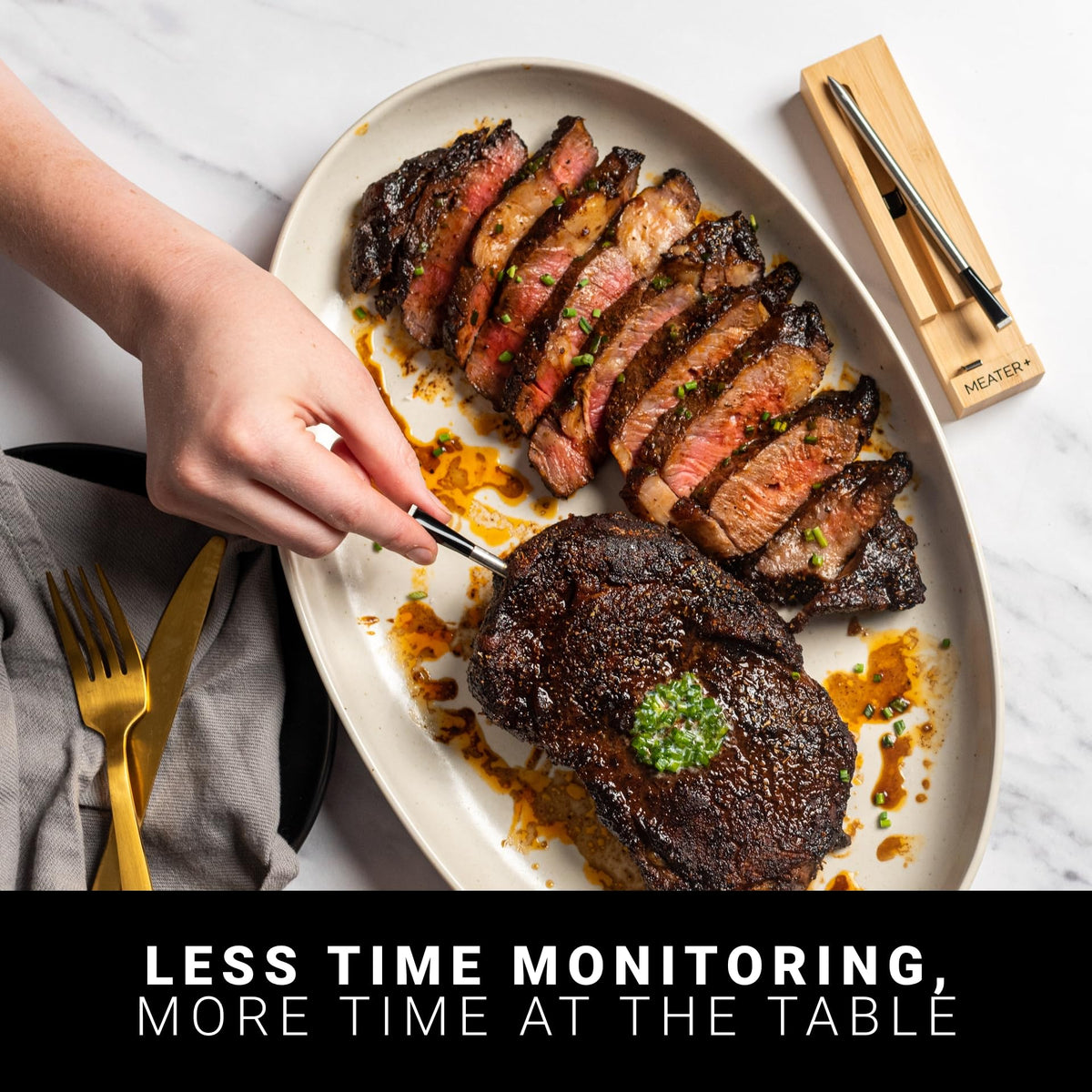 MEATER Plus charging cradle extending range during cook
