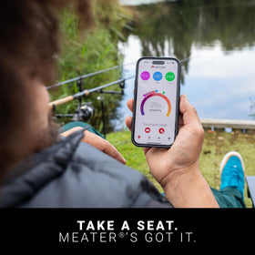 MEATER Plus dual-sensor probe tracks meat and ambient temps for precision.