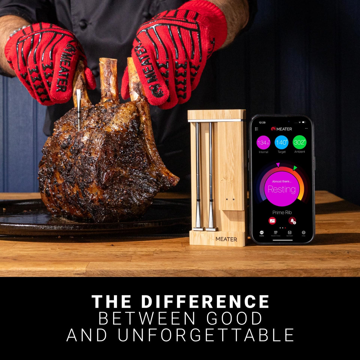 MEATER Pro Duo in use measuring temps on grill or oven.
