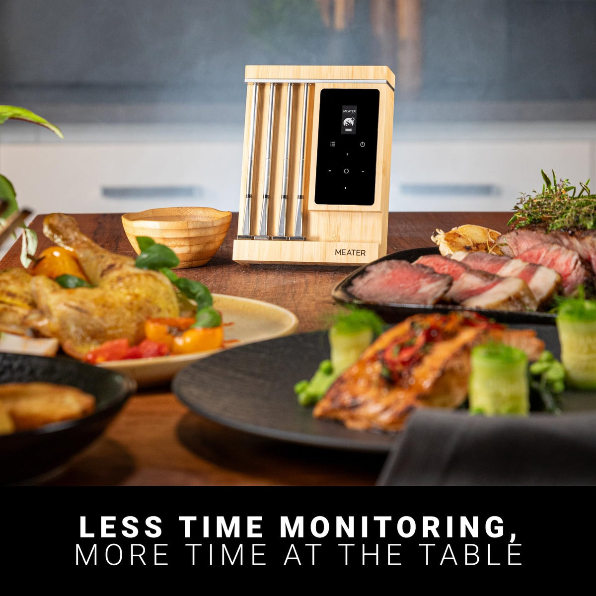 MEATER Pro XL precise temperature readings across four probes for accurate targets.