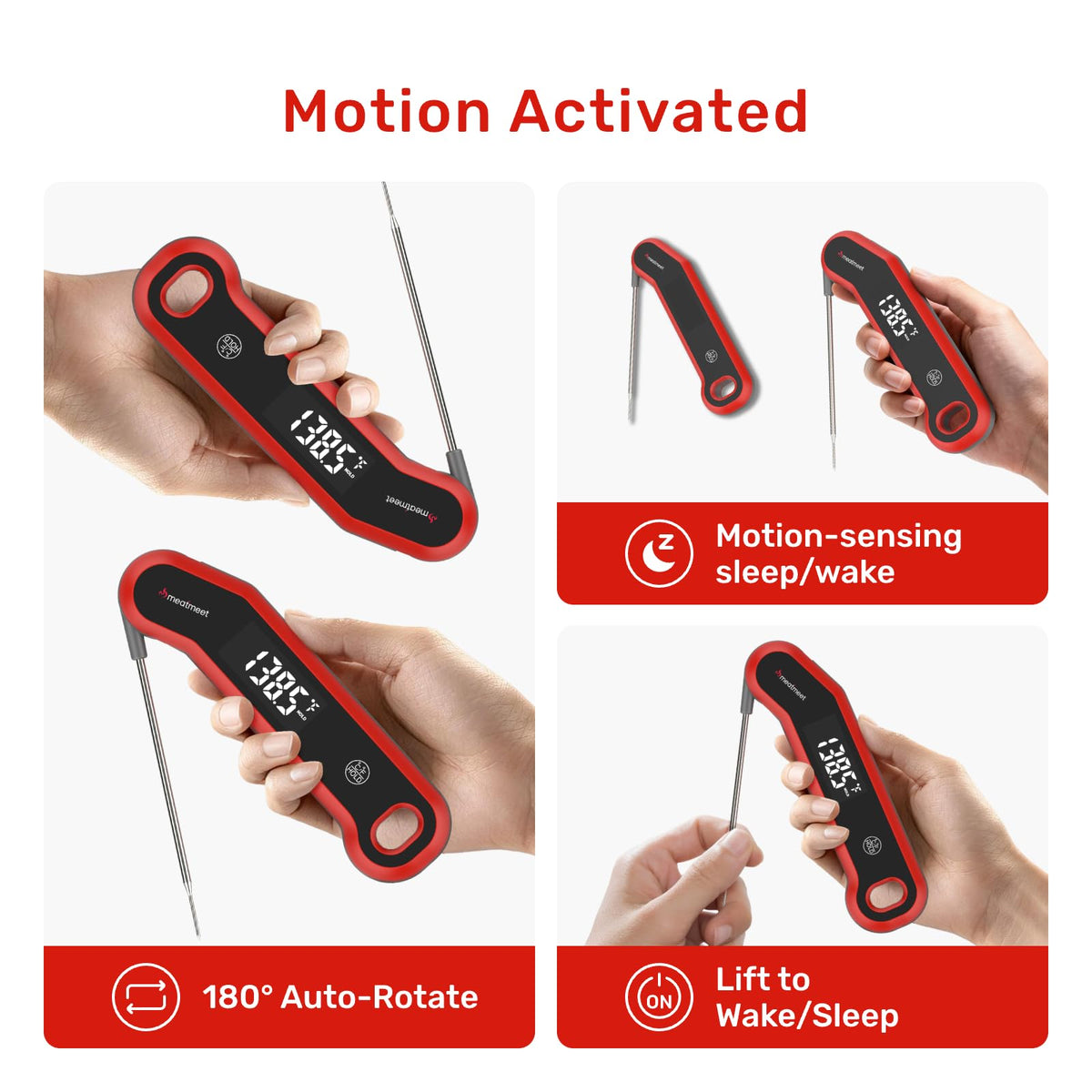 Meatmeet large 2-inch LED display readable from any angle