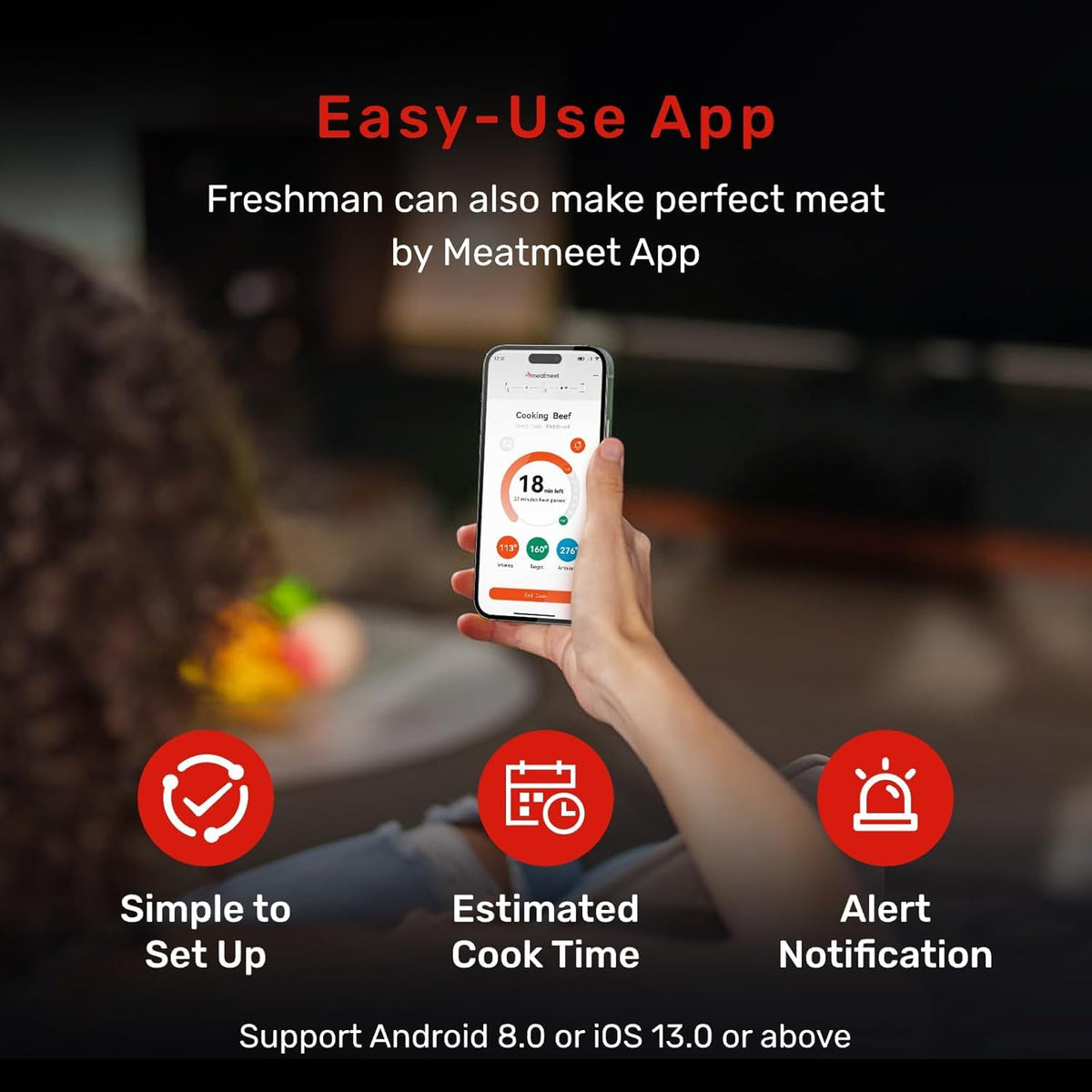 Meatmeet Pro thermometer on grill during outdoor barbecue.