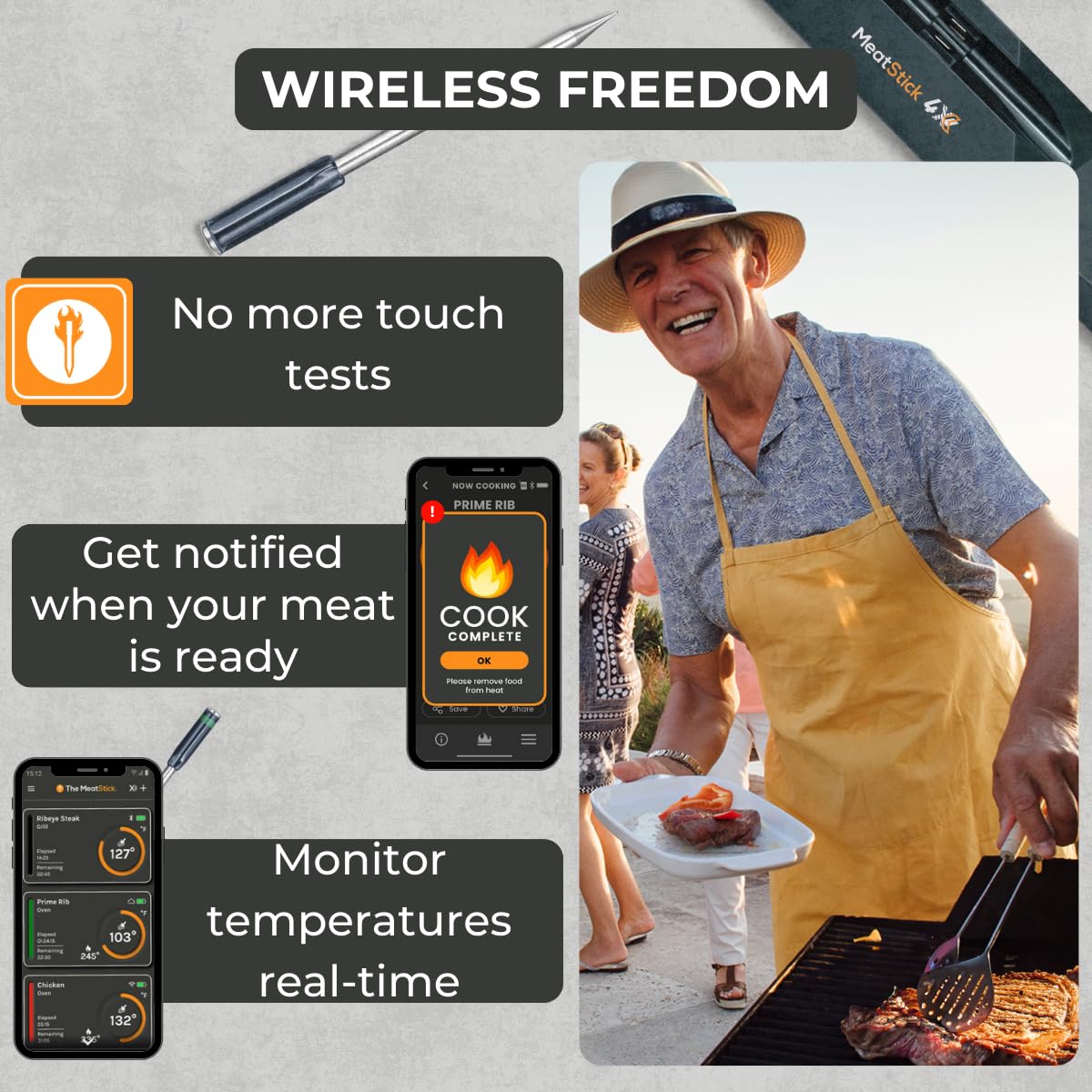 MeatStick 4X Bluetooth range showing strong connection outdoors