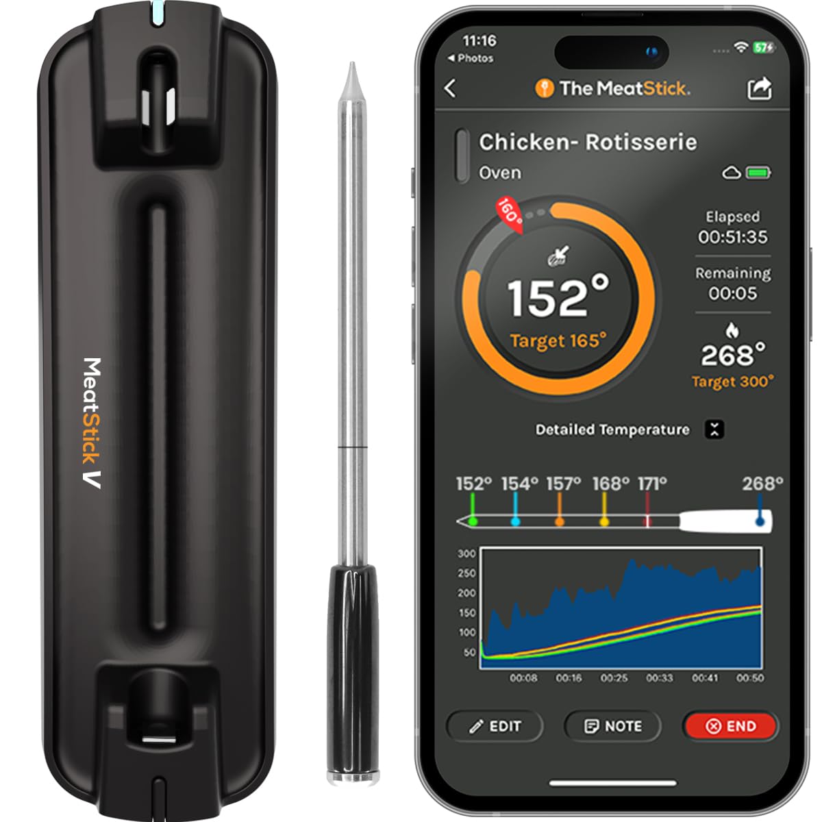MeatStick V Prime base enables remote temperature monitoring and alerts