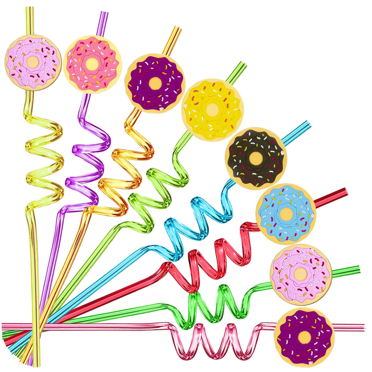 Meaxur donut-straws colorful-patterns spice up party drinks.