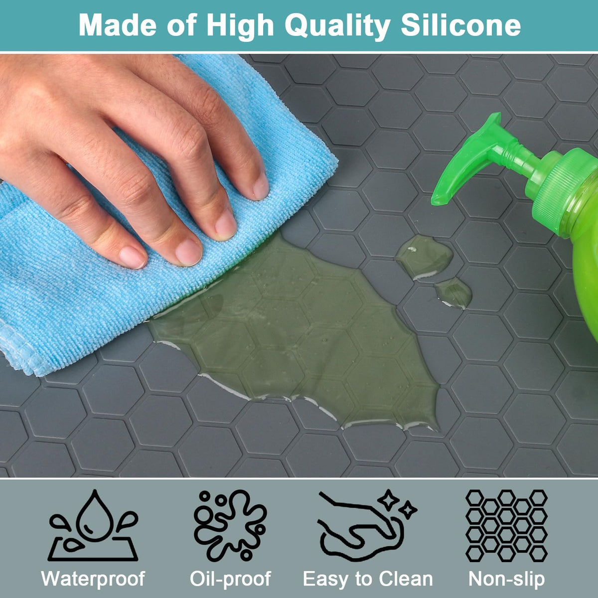 MECHEER flexible silicone protects cabinets by blocking water and oil spills around pipes.