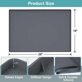 MECHEER silicone cabinet protector gray keeps shelves dry during soap splashes and drips.