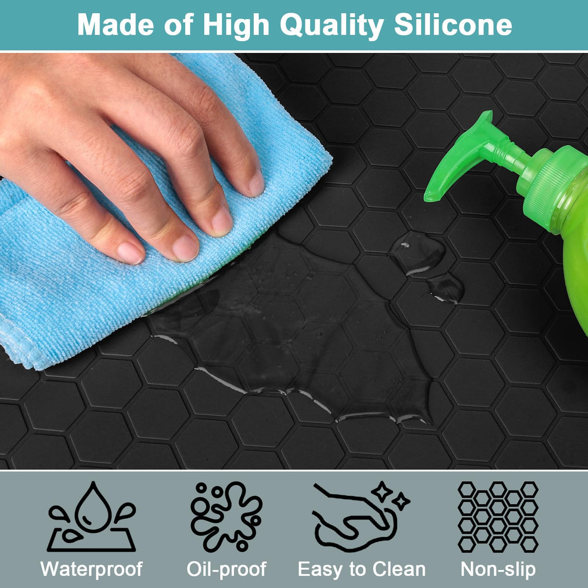 MECHEER flexible silicone mat for under-sink spaces, easy to clean