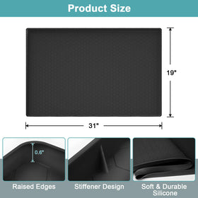 Mecheer silicone under-sink mat folds easily around pipes for cleaning