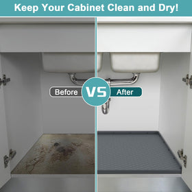 MECHEER under sink liner cleans quickly with a wipe or soap and water.