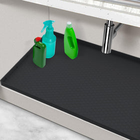 MECHEER under-sink mat 28x22 full view protects cabinets from spills