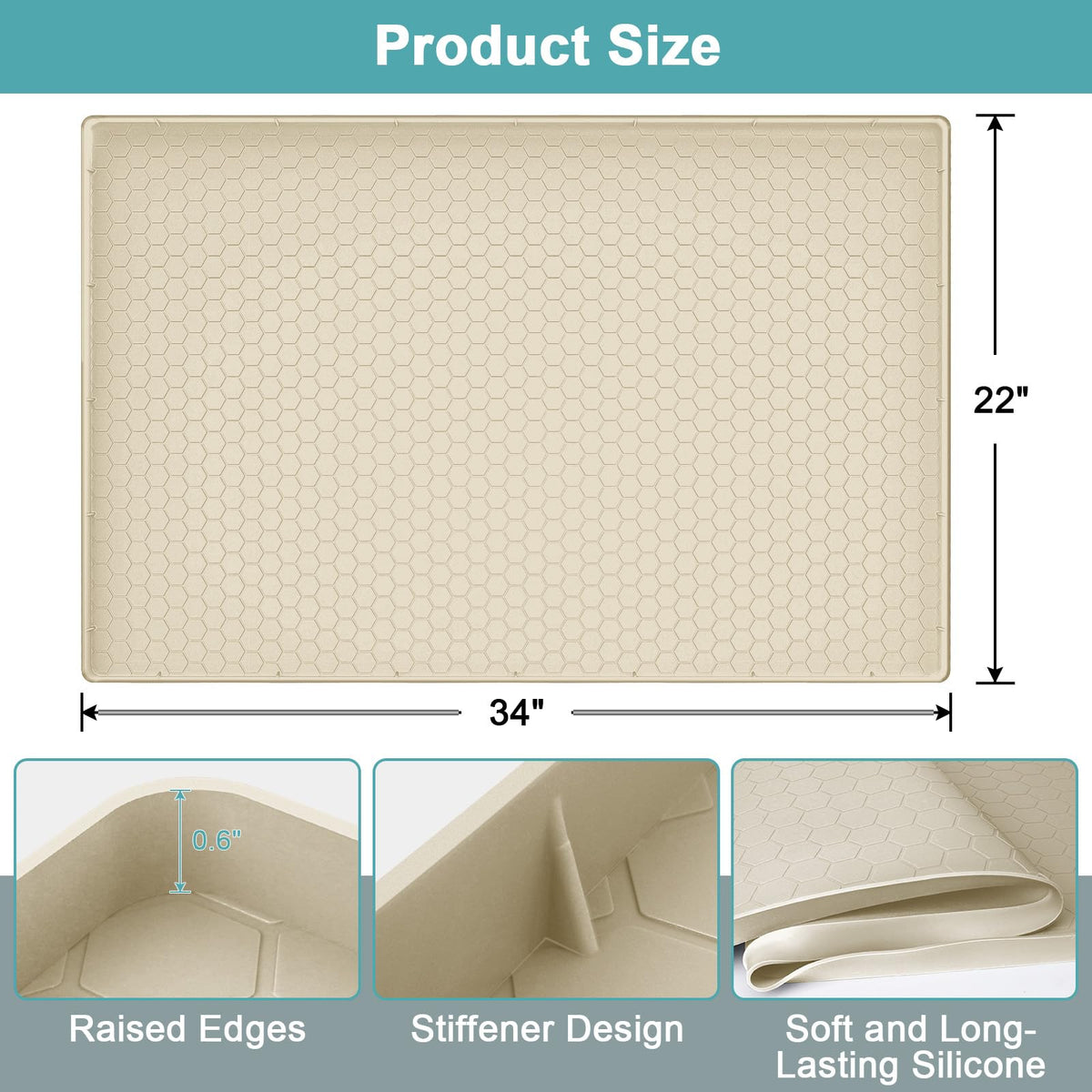 MECHEER under-sink mat with raised edges containing leaks