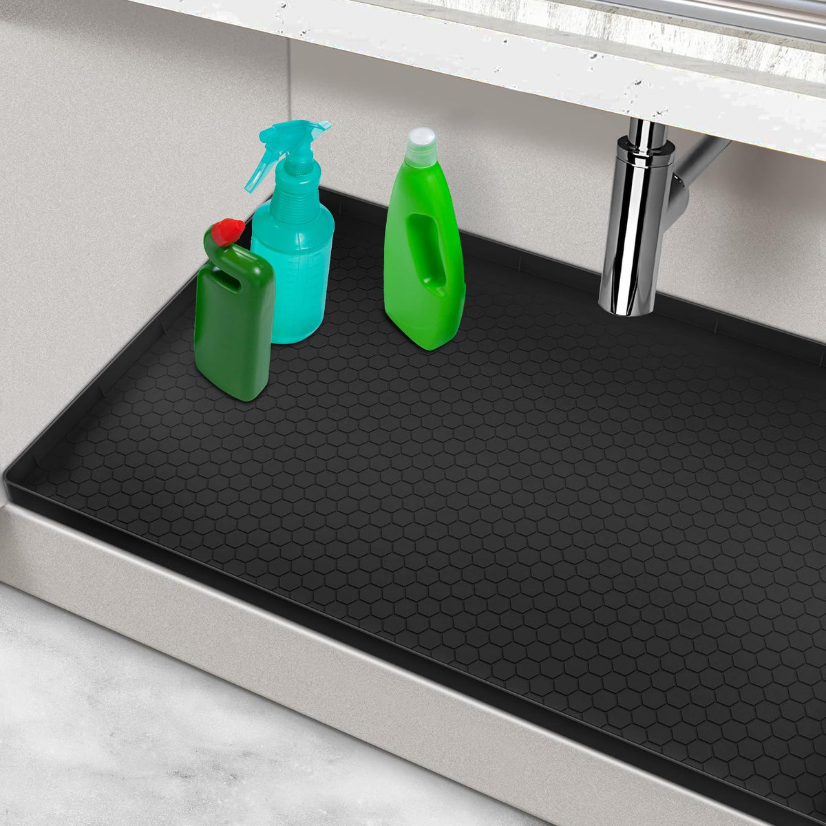 Mecheer undersink waterproof mat protects cabinets from leaks and spills