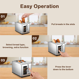 Mecity 2 Slice Toaster browning levels display for tailored toast