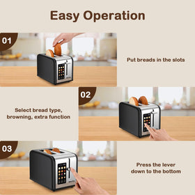 Mecity 2-Slice Toaster defrost and reheat options for convenience
