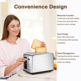 Mecity 2 Slice Toaster non-stick slots reduce sticking and cleanup time