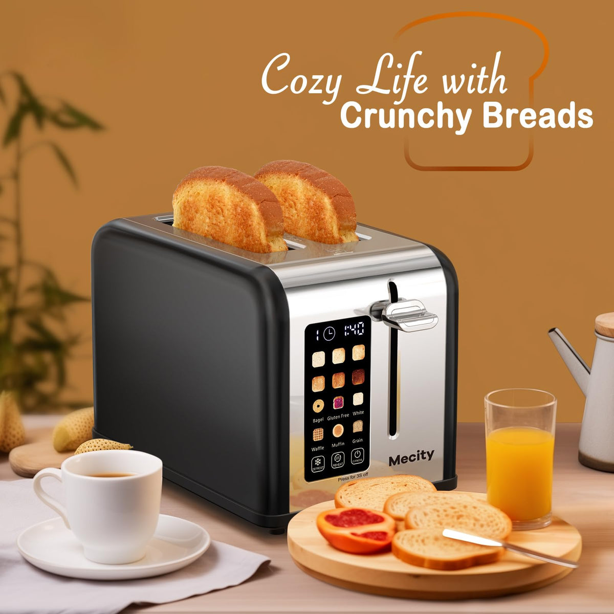 Mecity 2-Slice Toaster removable crumb tray for easy cleaning