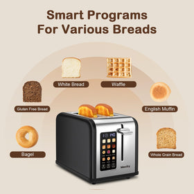 Mecity 2-Slice Toaster stainless steel body with matt black finish