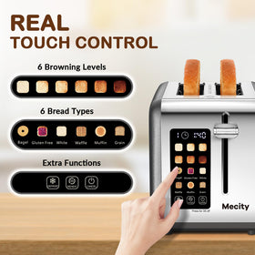 Mecity 2 Slice Toaster touch screen for quick presets.