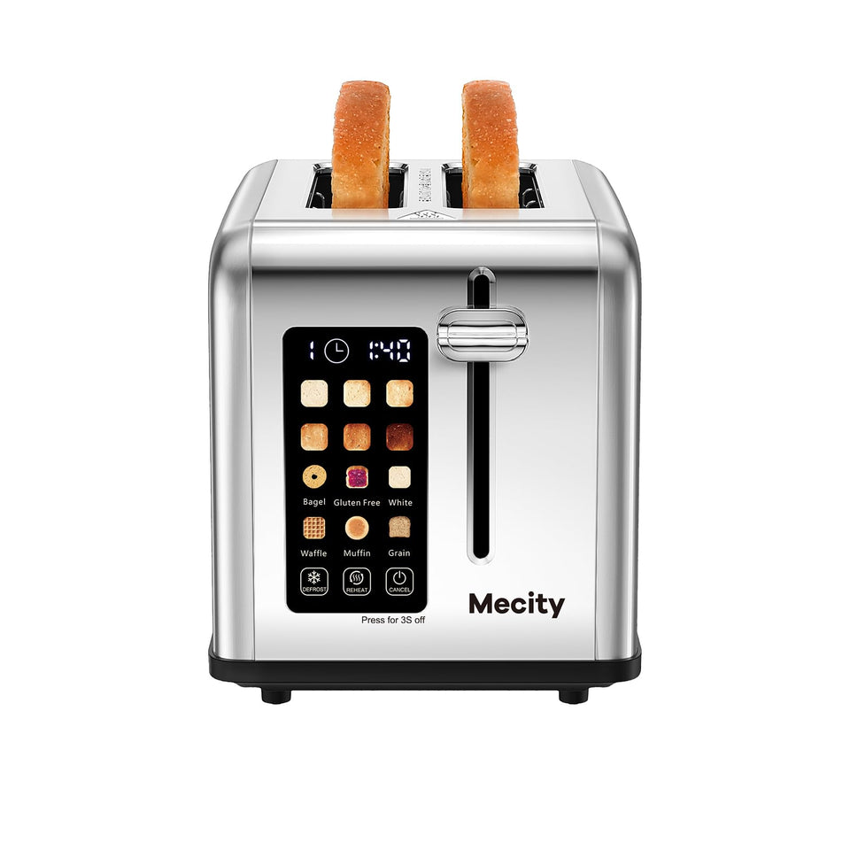 Mecity 2 Slice Toaster touchscreen front view with precise browning control