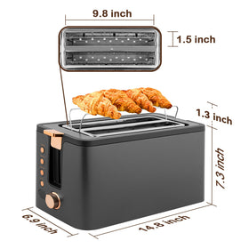 Mecity 4-slice toaster ideal for family kitchens with wide slots and even heating.