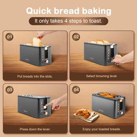 Mecity toaster removable crumb tray simplifies cleaning after breakfast.
