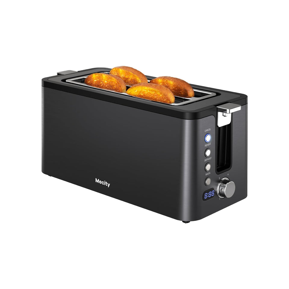 Mecity 4 Slice Toaster long slot ready to toast long bread evenly