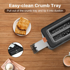 Mecity stainless steel body remains cool-to-touch during toasting sessions.