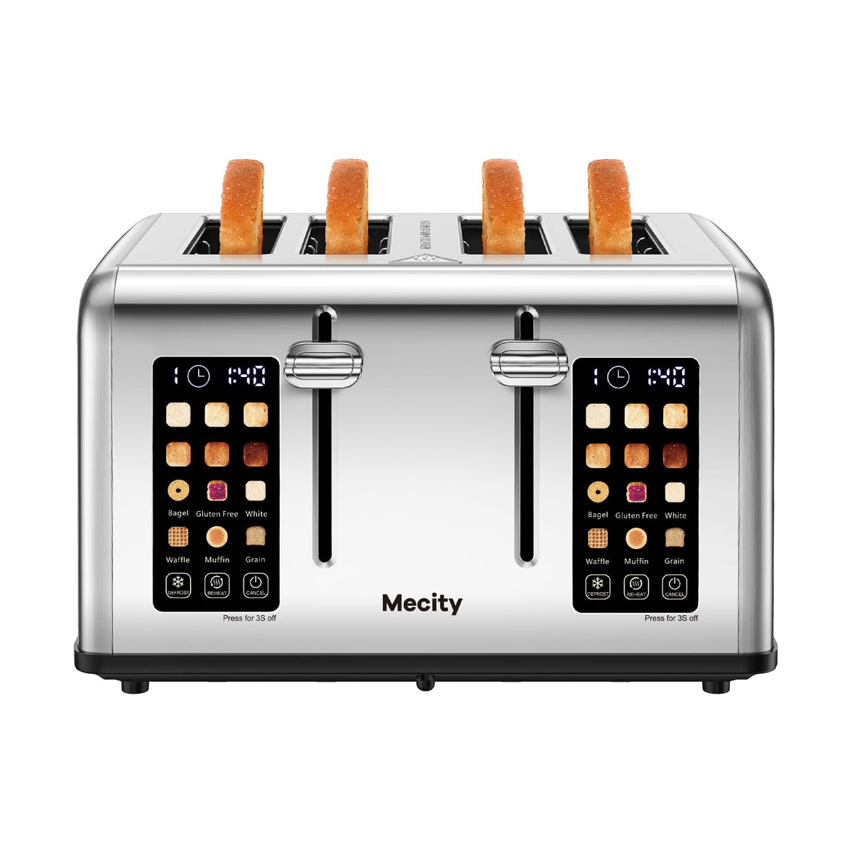 Mecity 4-Slice Toaster with touch screen control for precise browning.