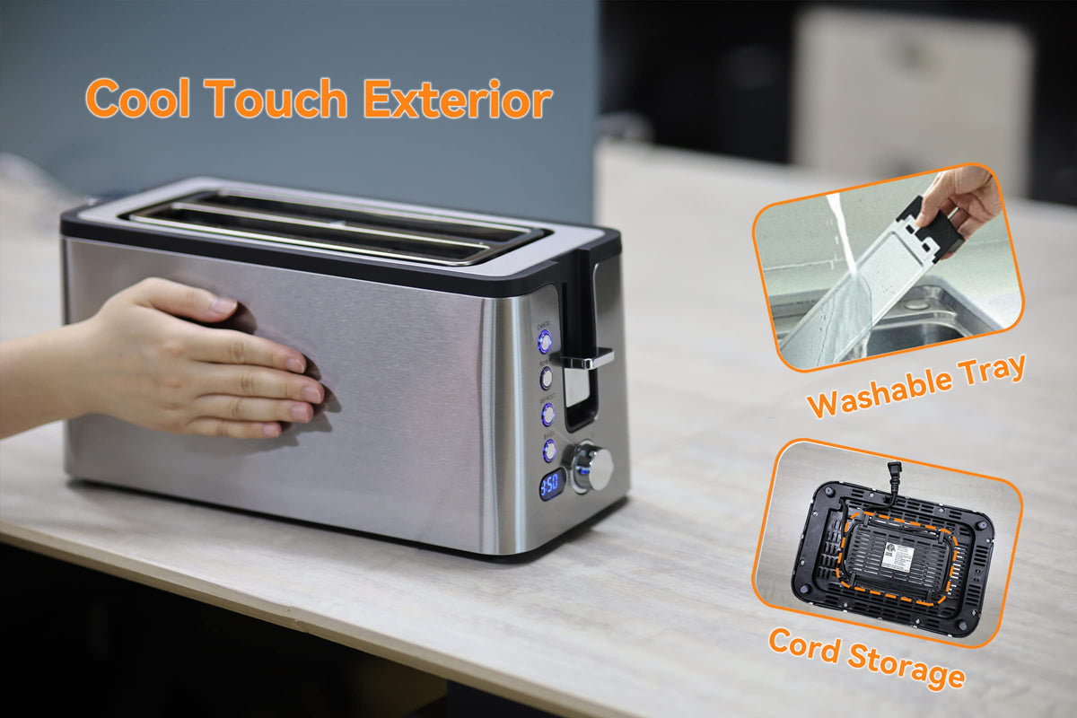 Mecity 4-slice toaster extra-wide slots fit thick slices