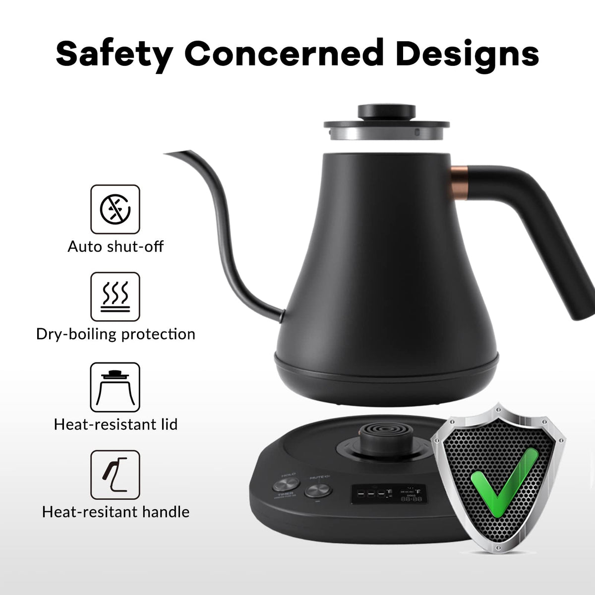 Mecity auto shut-off and anti-dry protection safety features