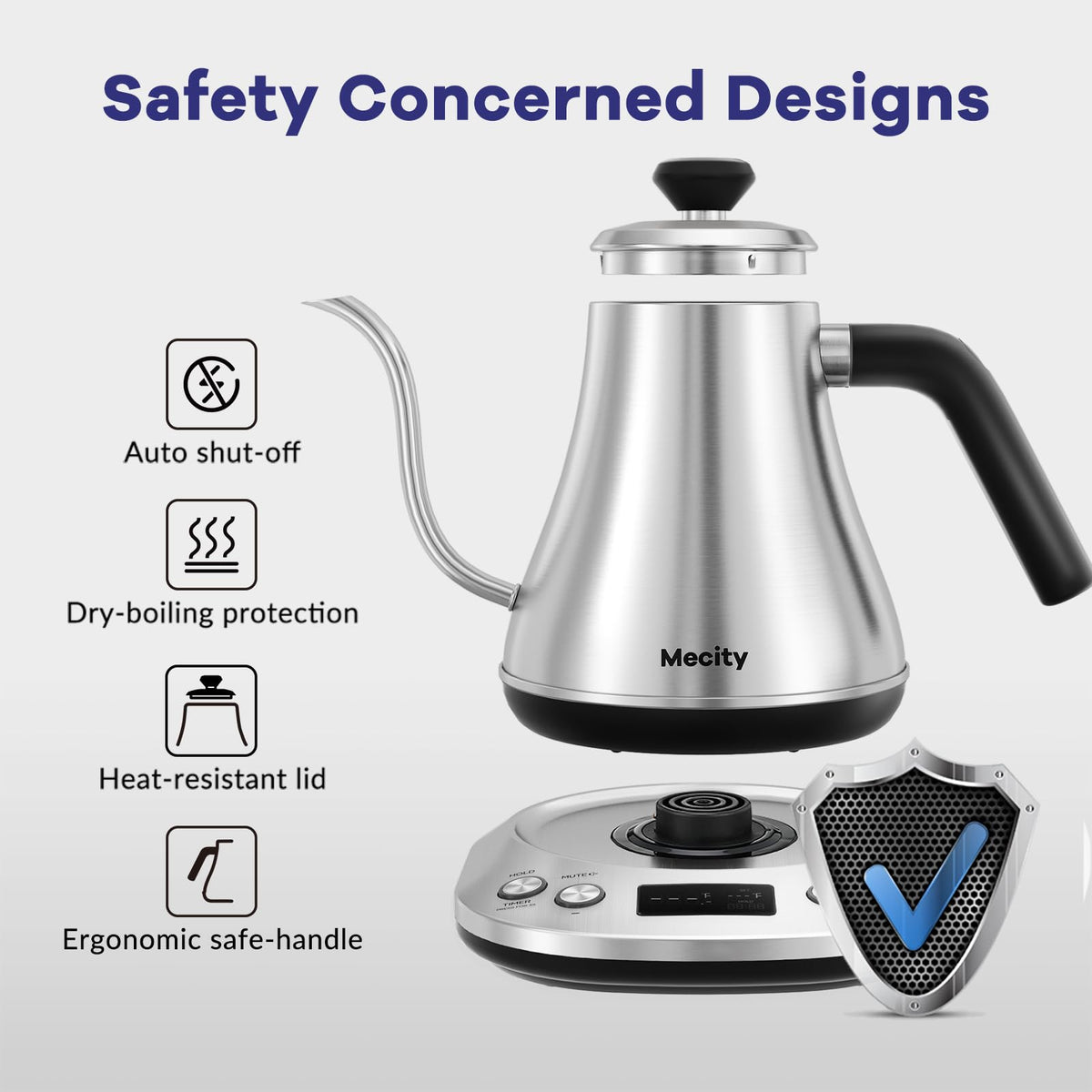 Mecity BPA-free 304 stainless steel body for pure flavors.