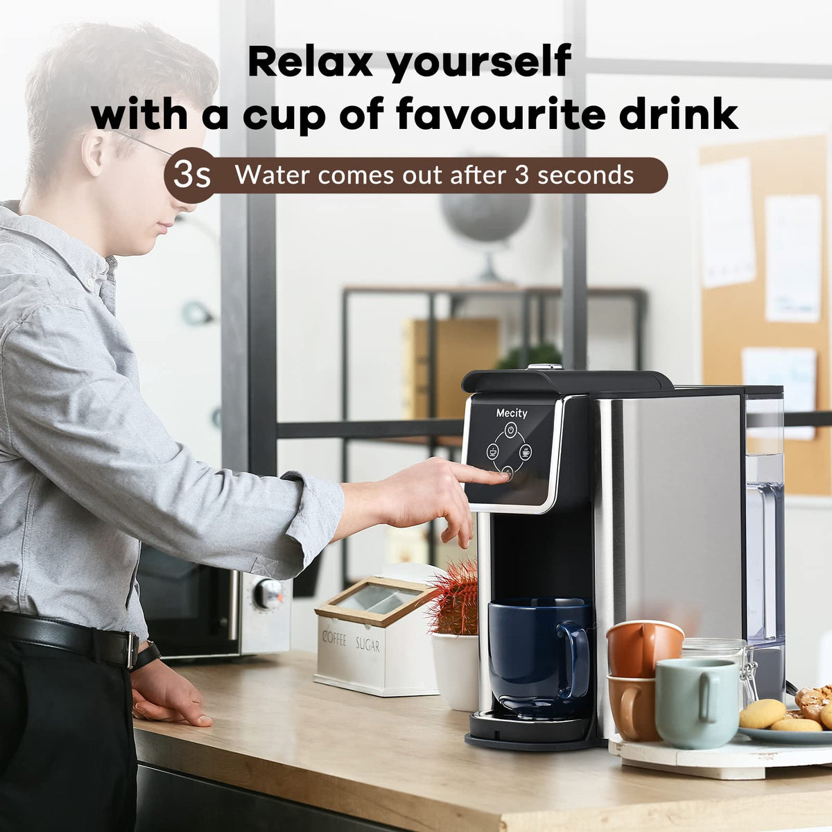 Mecity 50oz removable reservoir supports multiple cups between refills.