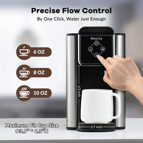 Mecity compact coffee maker fits narrow countertops and travels easily.