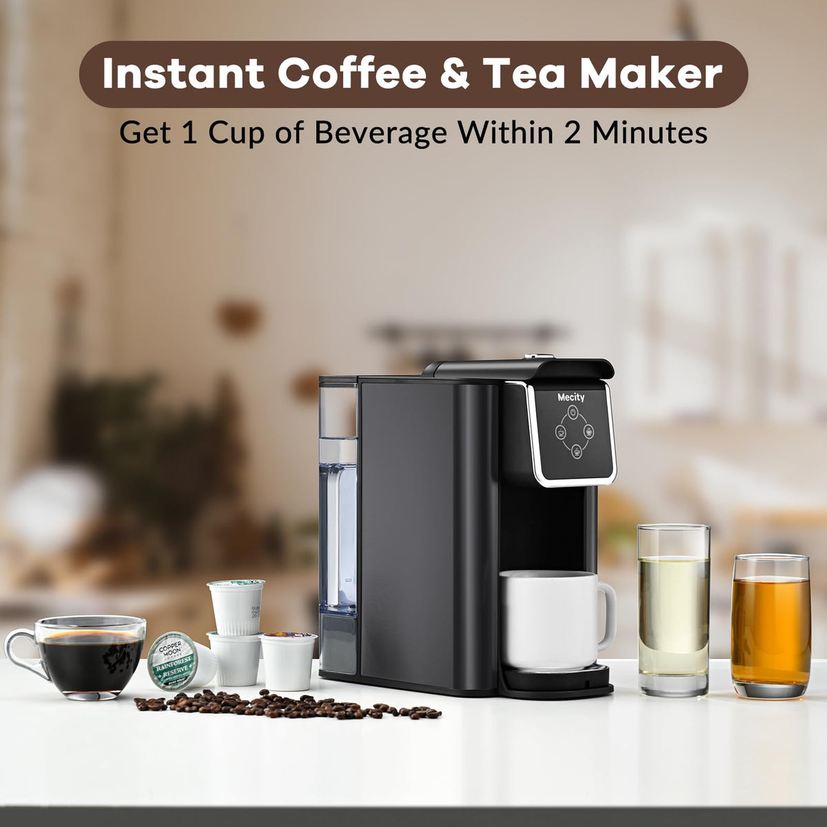 Mecity coffee maker delivers quick brew in 60 to 100 seconds
