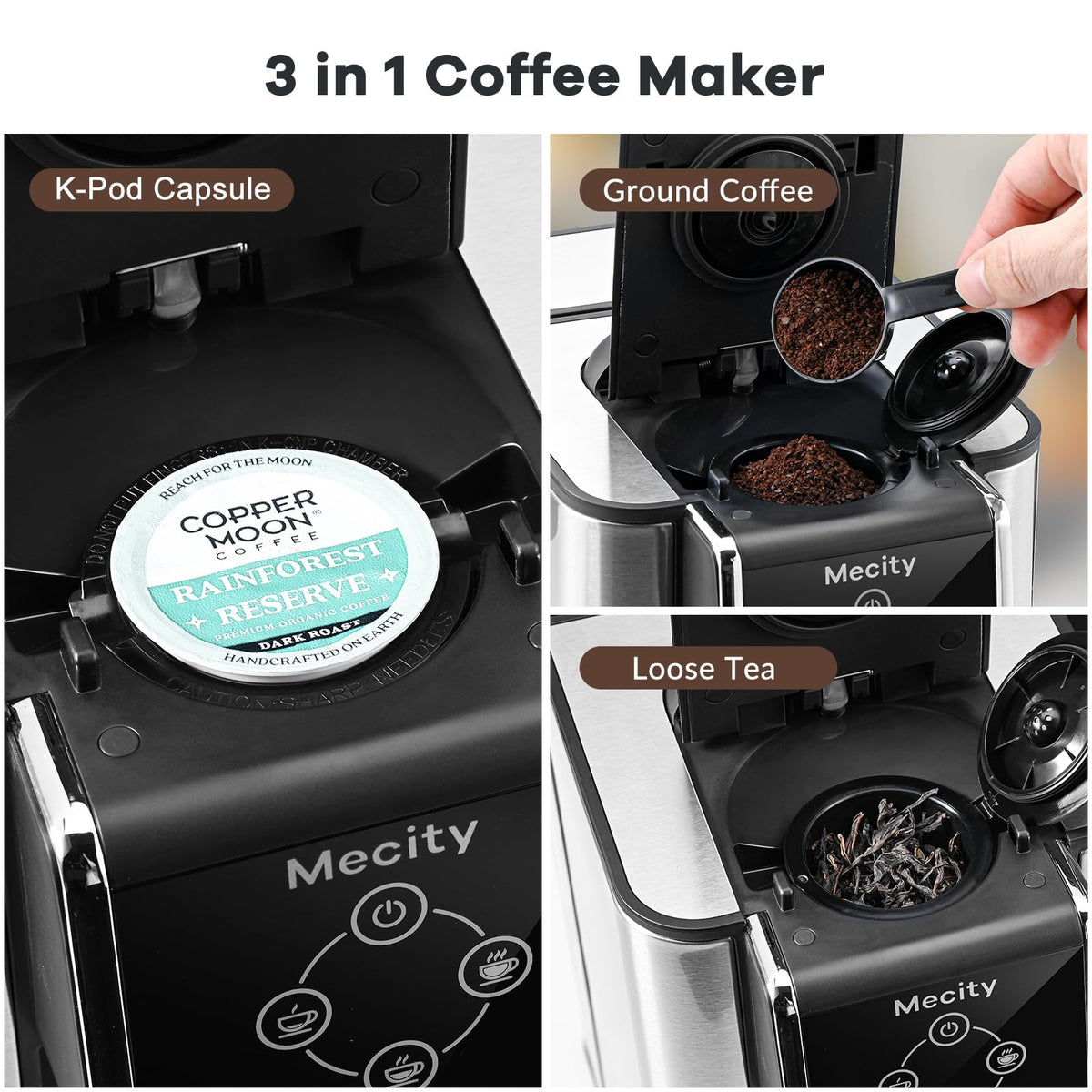 Mecity coffee maker delivers precise brew in 60 to 100 seconds.