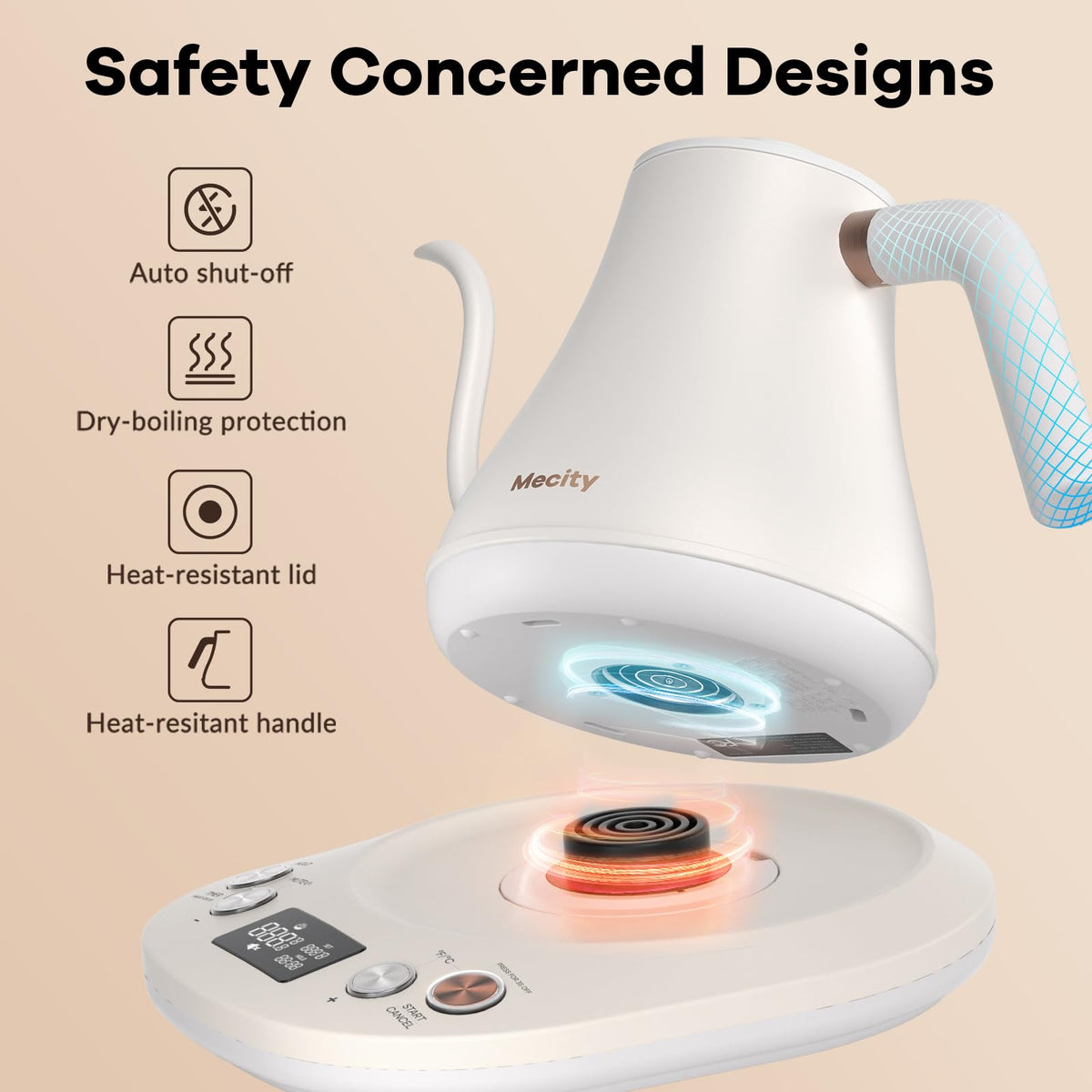 Mecity BPA-free stainless steel kettle for pure taste