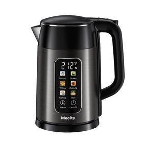 Mecity electric kettle 1.7L with clear touch screen for precise temperature control.