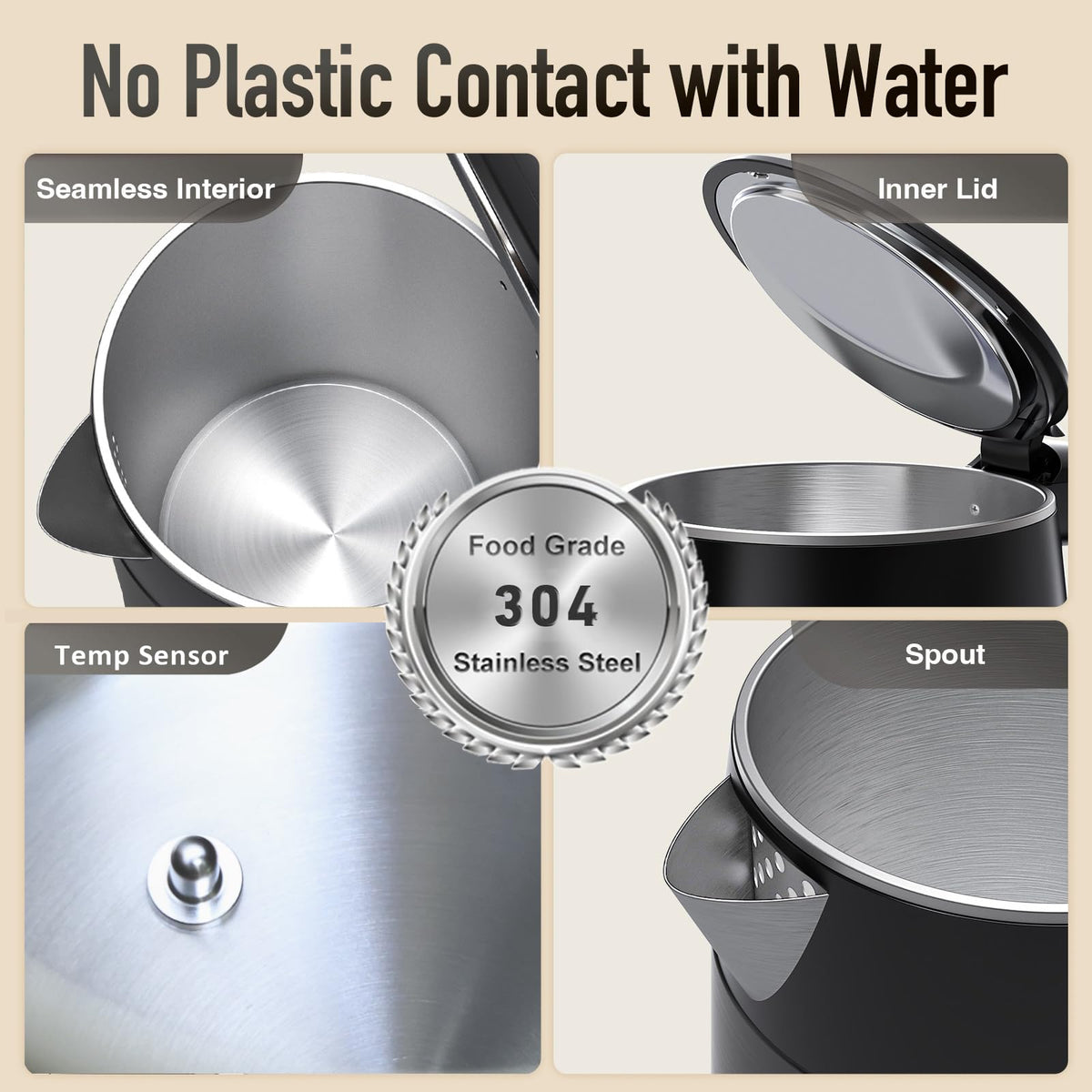 Mecity interior stainless steel, no plastic contact with water for pure flavor.