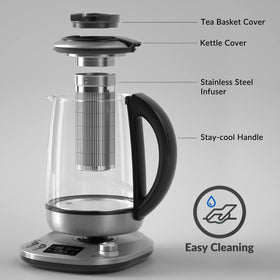 Mecity kettle with borosilicate glass body for clear viewing