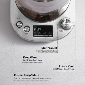 Mecity kettle in keep-warm mode preserving heat for later tea moments
