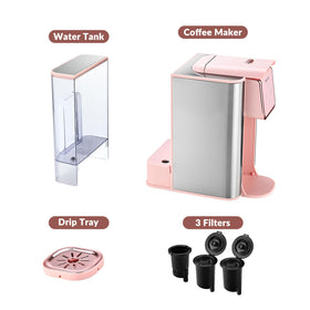 Mecity pink coffee maker compact countertop design fits tight spaces.