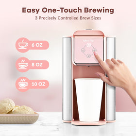 Mecity pink coffee maker tea filter ready for loose leaf tea.