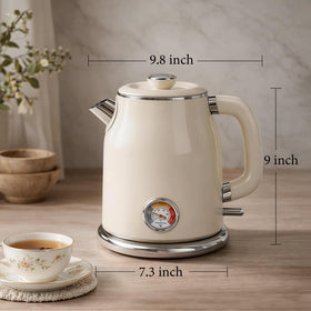 Mecity retro kettle cream finish base adds stylish kitchen accent.