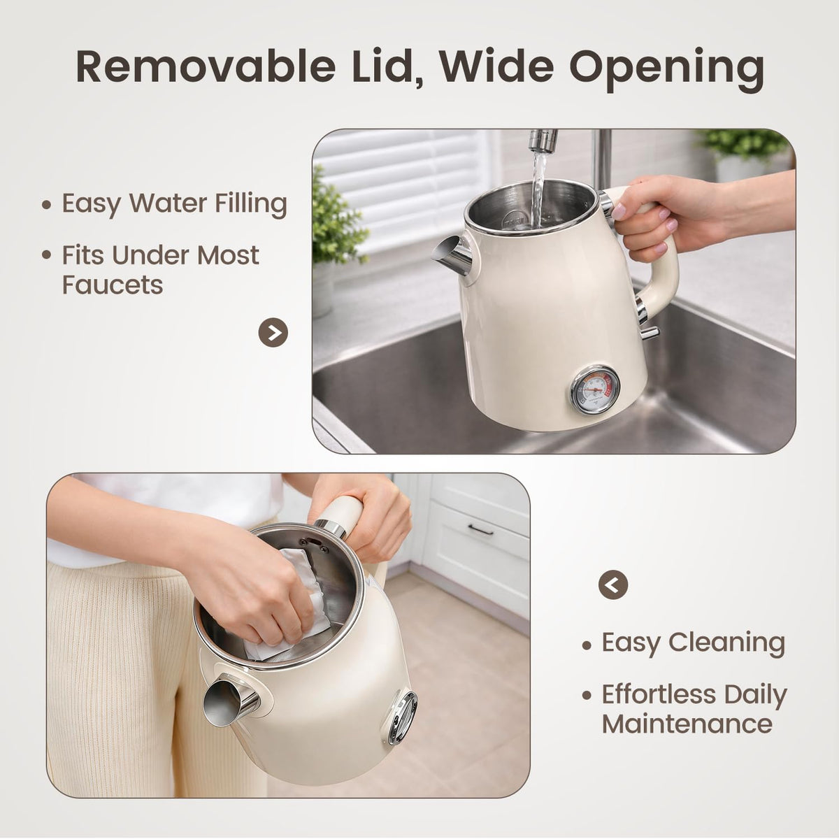 Mecity retro kettle double-wall cool-touch exterior keeps hands safe.